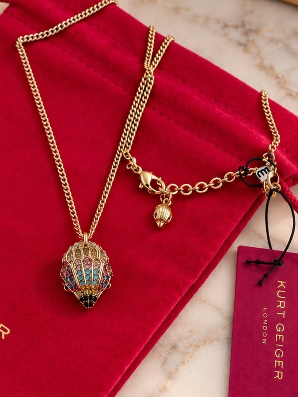 Kurt Geiger Gold Tone Multicolor Crystal Eagle Necklace